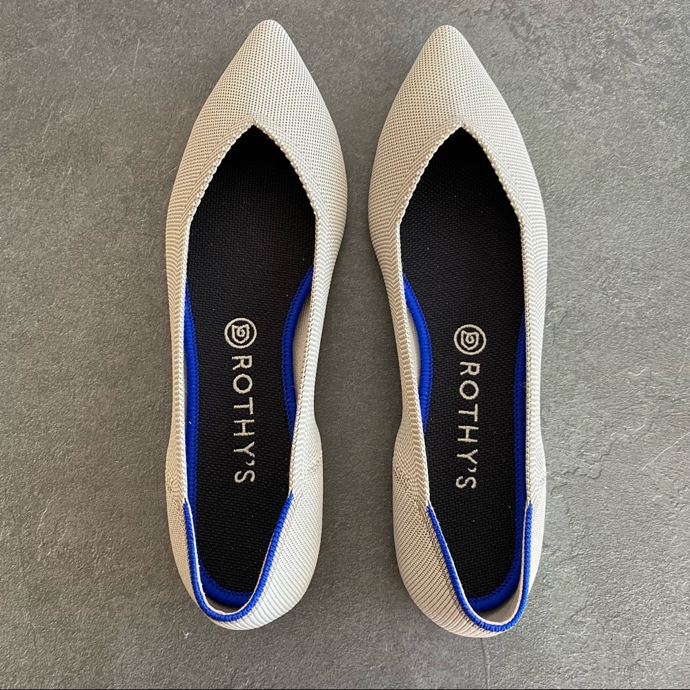 Rothy’s The Point Birdseye Flax Light Gray Shoes Flats 11